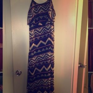 Brown/multicolored chevron maxi dress